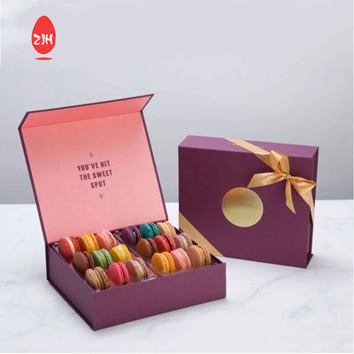 Recipientes de embalagem de alimentos descartáveis ​​de luxo de 11 cm embalagem de caixa de macaron rosa