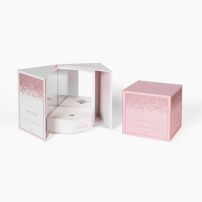Cartão Matte Cosmetic Boxes Open Door branco Logo For Cosmetics feito sob encomenda