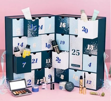 Caixa de presente cosmética da gaveta do cartão da caixa feita sob encomenda por atacado do calendário do Natal
